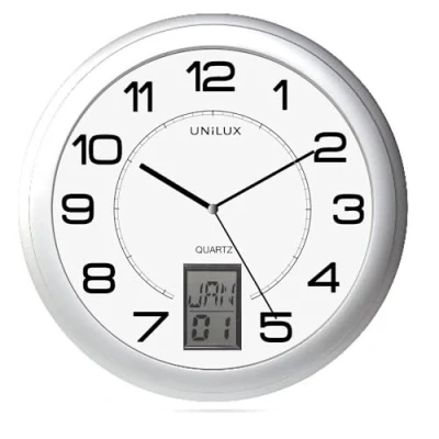 Obrázek Unilux Funk Wanduhr Instinct, 31cm, mit Datum, Grau