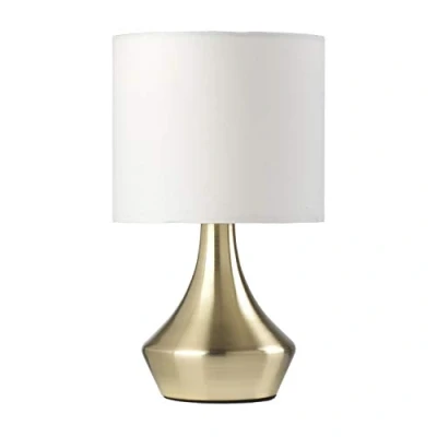 Obrázek ONLI Tischlampe Gold aus satiniertem Metall und Lampenschirm weißem Stoff 6 W