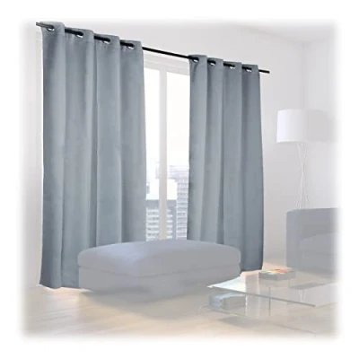 Obrázek Relaxdays Zatemňovací závěsy s očky, 2dílná sada, jednobarevné, omyvatelné, v x š h: 245 135 0,5 cm, šedé
