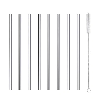Obrázek Kurze Strohhalme Edelstahl wiederverwendbar Metall Strohhalm Cocktail Kleine Mini Kurz Trinkhalme für Cocktails Party Zubehör Straws mit Bürste, Silber 8 Stück