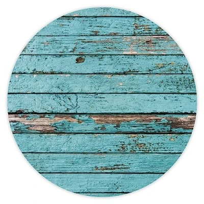 Obrázek younikat podložka pod myš ve vzhledu dřeva tyrkysová I Ø 22 cm kulatá standardní velikosti, protiskluzová Shabby Chic Used Look dv_336