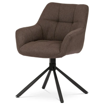 Obrázek Židle jídelní, hnědá látka, otočný mechanismus 90/90 (L/P), černý kov HC 532 BR2