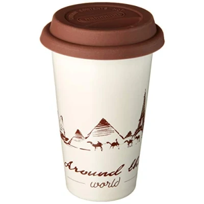 Obrázek De&#039;Longhi Thermobecher aus Keramik, doppelwandig, mit Silikondeckel, 295 ml, Globetrotter