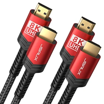 Obrázek JSAUX 8K HDMI Kabel 3 metry 2 kusy 4K a 2.1 48Gbps High Speed 4K@120Hz 144Hz, 8K@60Hz, HDCP 2. &amp; 3, HDR 10+, eARC kompatibilní s monitorem UHD TV PS5 PS4 Dolby Vision