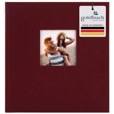 Obrázek goldbuch 27892 fotoalbum s okénkem, Bella Vista, upomínkové album 30 x 31 cm, 60 bílých stran pergamenovými dělícími listy, fotokniha ze lnu, Bordeaux