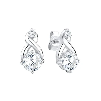 Obrázek Elli Dámské náušnice Infinity s krystaly zirkonia Glamour Elegant ze sterlingového stříbra 925, Fazetový brus, Kubická zirkonie