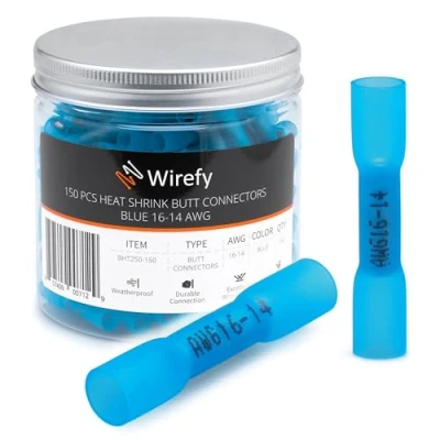 Obrázek Wirefy Modré kabelové spojky vodotěsné v sadě 3:1 míra smršťování Spojka vozidla odolná proti nárazům jako alternativa k pájecím spojkám 1,5 2,5 mm² 150 kusů