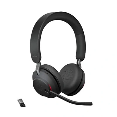 Obrázek Jabra Evolve2 65 Wireless PC Headset Noise Cancelling UC certifikovaná stereo sluchátka s baterií dlouhou životností adaptér USB A Bluetooth černá