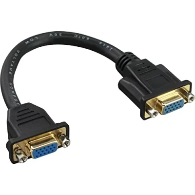 Obrázek InLine 17302G VGA adaptérový kabel, 15pól. zdířka na zdířku, k montáži, pozlacené kontakty, 0,2 m