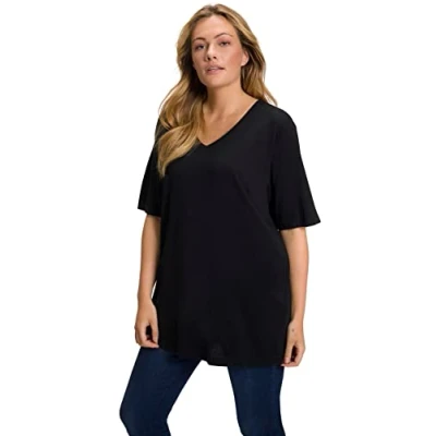 Obrázek Ulla Popken Relaxed FIT Jednoduché tričko, Ženy, Velikost: 50/52, Schwarz