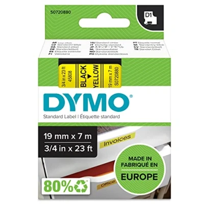 Obrázek Dymo S0720770 D1 etikety (samolepicí, pro tiskárnu LabelManager, role 6 mm x 7 m), černá na průhledné.