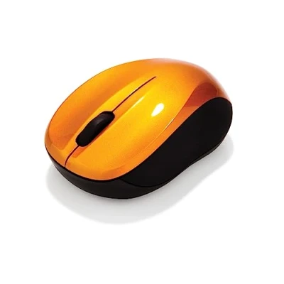 Obrázek Verbatim GO nano počítačová myš, bezdrátová myš se 3 tlačítky, pro laptop, notebook, PC a MAC s rádiovou technologií 2,4 GHz 1600 dpi, připojení přes přijímač, oranžová