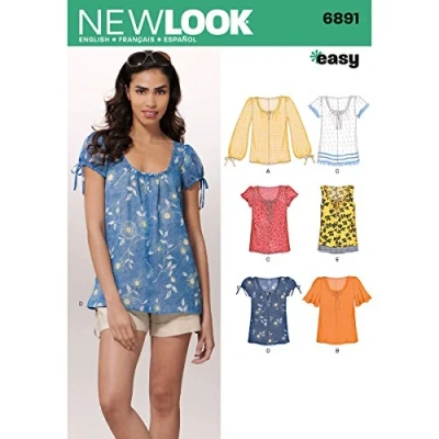 Obrázek New Look Simplicity Easy Pattern 6891 Damen Schlupf Top mit Variationen an den Ärmeln, Größen 38 40 42