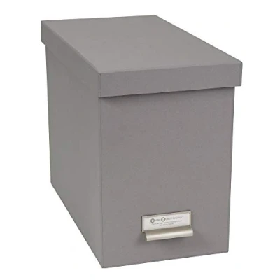 Obrázek BIGSO box OF SWEDEN Johan závěsný rejstřík s víkem stylová archivní krabice včetně 8 závěsných pořadačů z dřevovláknité desky a papíru šedá