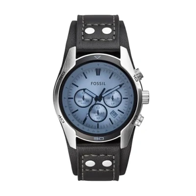 Obrázek Fossil Hodinky Coachman pro muže, chronograf s ušlechtilým nebo koženým páskem, modrá, Kožený náramek