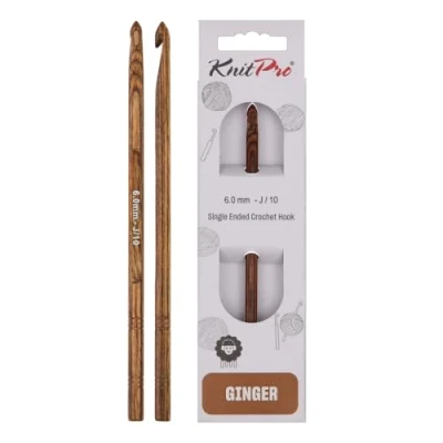 Obrázek KnitPro 31247 Ginger háčkovací jehla, dřevo, přírodní/hnědá, 6 mm