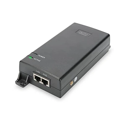 Obrázek DIGITUS PoE+ injektor IEEE802. 3at Gigabit Ethernet 60 wattů max. 48 voltů PoE Modus A &amp; B, černý