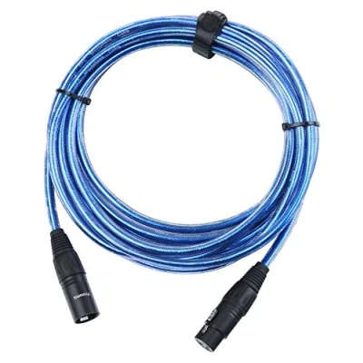 Obrázek Pronomic Kabel mikrofonu XFXM Blue 5 (délka m, XLR female 3pólový &gt; male 3 pól, konektor ručně pájený, odolný proti kyselinám a oleji, kleštiny odlehčení v tahu) metalická modrá