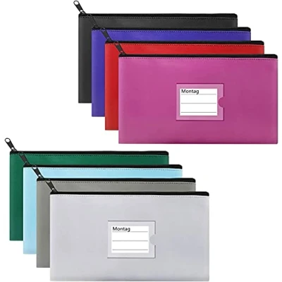 Obrázek Alumuk Elegantní desky na bankovky, 8 kusů, peněženka, pouzdro PU se zipem, také tužky, kosmetická taška, přepravní taška 27 x 15 cm (pestrá c)