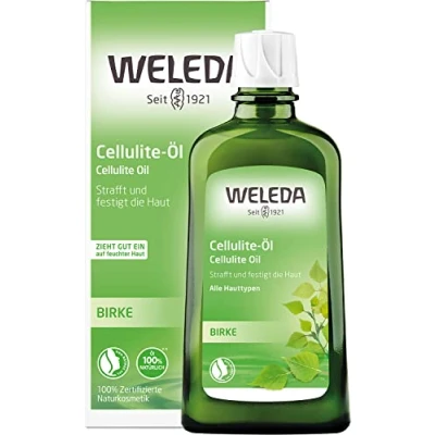 Obrázek WELEDA Bio bříza olej proti celulitidě 200 ml přírodní kosmetika péče o pleť, tělový s jojobovým olejem napíná a zpevňuje pokožku. Masážní dermatologicky potvrzeným účinkem aktivuje