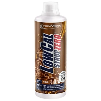 Obrázek IronMaxx LowCal Syrup Zero Cola 1000 ml nápojový sirup bez cukru 1:100 vytváří 100 L nápojové směsi koncentrát s 22 mg karnitinu a 19 hořčíku v jedné porci