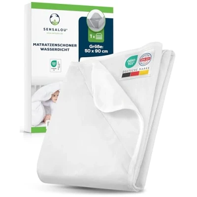 Obrázek Sensalou Chránič matrace vodotěsný 50 x 90 cm potah na pro malé dětské přístavné postele vodotěsná podložka ochranu před mokrem a certifikací Öko Tex, lze prát