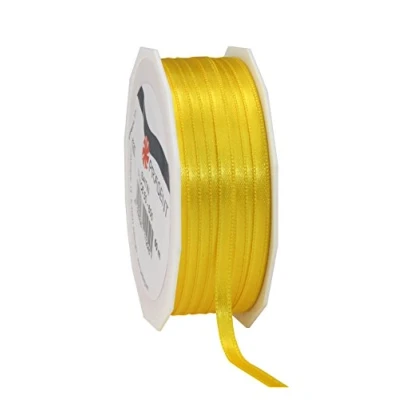 Obrázek PRÄSENT C.E. Pattberg Satin gelb, 50 m Satinband zum Einpacken von Geschenken, 6 mm Breite, Geschenkband Dekorieren &amp; Basteln, Dekoband, Anlass