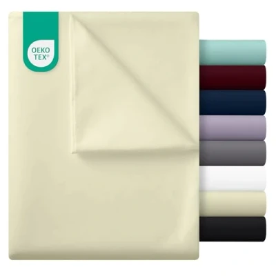Obrázek Utopia Bedding prostěradlo bez stahovací gumy 225 x 255 cm na postel 135 190 plochý list měkké kartáčované mikrovlákno béžové