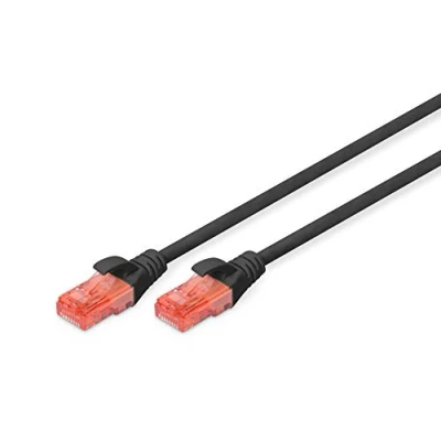 Obrázek DIGITUS LAN kabel Cat 6 5m CCA síťový s RJ45 U/UTP nestíněný kompatibilní 6A &amp; 5e černý