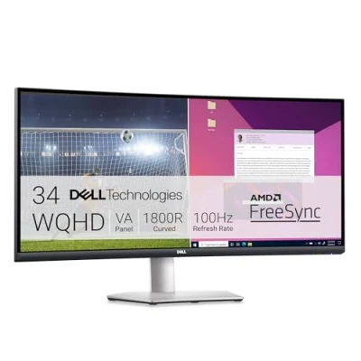Obrázek Dell S3423DWC USB C 34 palců WQHD (3440 x 1440) 21:9 1800R zakřivený monitor, 100 Hz, VA, 4 ms, AMD FreeSync, 99% sRGB, zabudované reproduktory, C, 2x HDMI, 3x USB, 3 roky záruka