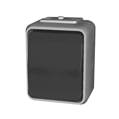 Obrázek Schneider Electric Elso 441609 univerzální spínač pro povrchovou úpravu, 1násobný spínač, IP44, vlhké prostory, 10 A, zásuvná svorka, Aquatop, světlo/čedičově šedá, Made in Germany