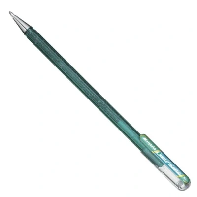 Obrázek Pentel K110 DDX Dual Metallic Hybrid Gelový váleček, třpytivý gel, 1 kus, zelená/modrá 2 různé barevné efekty na světlé/tmavém papíře, zelená+metalicky modrá