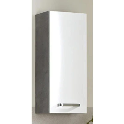 Obrázek Pelipal koupelnová závěsná skříňka Quickset 913 v bílé barvě vzhled lesku/betonu, šířka 30 cm nástěnná s 1 dvířky a 2 policemi