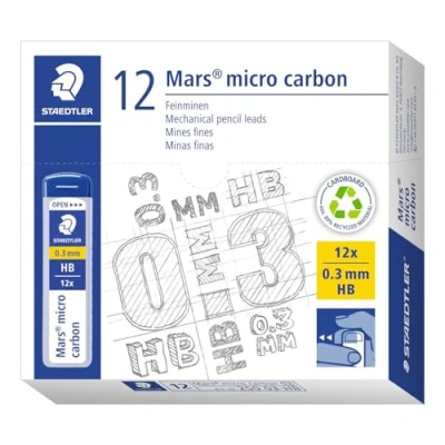 Obrázek STAEDTLER 250 03 HB Mars Micro jemné tuhy, průměr tuhy 0,3 mm, HB, 12 kusů, grafitově šedá, VE