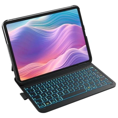 Obrázek Inateck Ultralehké pouzdro s klávesnicí Pro iPad 10 generace, Air 6 11 palců 2024, 5/4 10,9 palců, 4/3/2/1,7 barevné podsvícení pozadí, držákem tužky, QWERTZ, BK2007 RGB