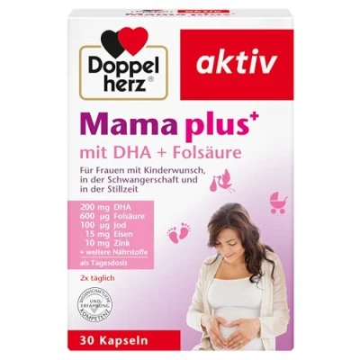 Obrázek Doppelherz Mama plus s DHA + kyselinou listovou důležité živiny pro ženy přáním dětí, v těhotenství a během kojení 30 kapslí
