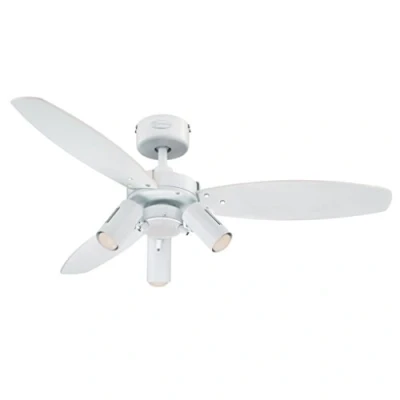 Obrázek 78703 Jet Plus, moderní stropní ventilátor 105 cm od Westinghouse Lighting s osvětlením, bílé provedení reflektory, vč. dálkového ovládání