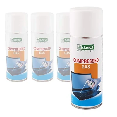 Obrázek D.RECT Vzduchový sprej 4 x 400 ml Air duster PC čisticí sada na čištění tlakového vzduchu pro: klávesnice, počítače, fotoaparátu, mobilního telefonu transparentní