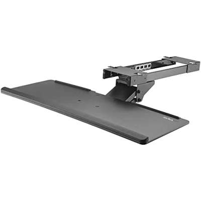 Obrázek StarTech.com Přihrádka pro uložení klávesnice montáž pod stůl šířka 670 mm a hloubka 255 výškově nastavitelný výsuv ergonomická zásuvka na klávesnici se sklonem otáčením