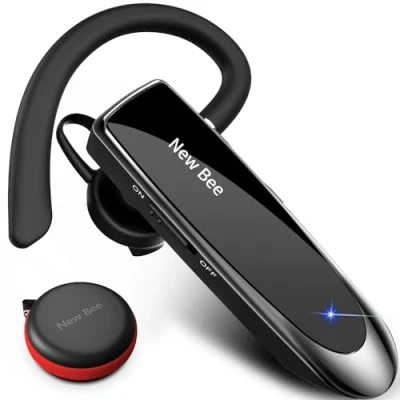 Obrázek New Bee Bluetooth Headset Wireless handsfree telefon s mikrofonem pro iPhone Samsung Huawei 60 dny pohotovostního režimu, černá