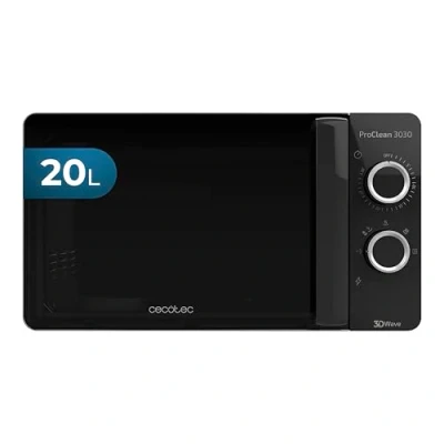 Obrázek Cecotec ProClean 3030 Mikrowelle, 20 l Kapazität, Ready2Clean Beschichtung, 700 W, 6 Betriebsstufen, 30 Minuten Timer, Abtaumodus, Farbe Schwarz