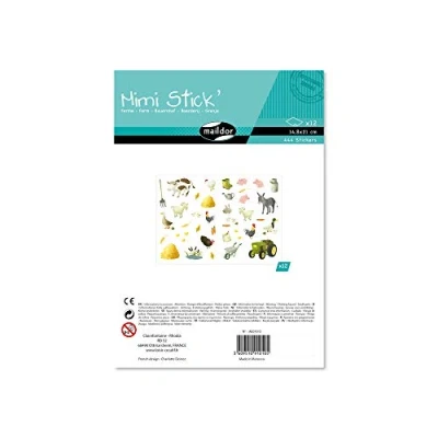 Obrázek Maildor AE010O balení s 444 nálepkami Mini Stick (ideální pro děti od 5 let, 12 listů ve formátu DIN A5, 14,8 x 21 cm, farmářský dvůr)