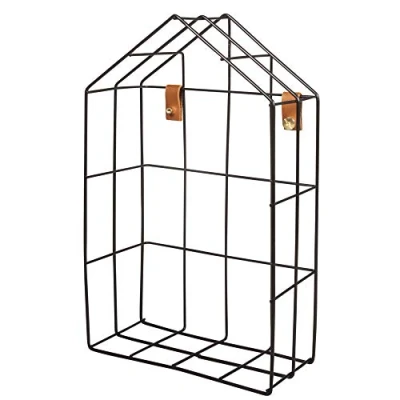 Obrázek Rayher Hobby 25186576 drátěný regál dům, 16 x 7 25 cm, černý, nástěnný regál, kovový úložný box, mřížka