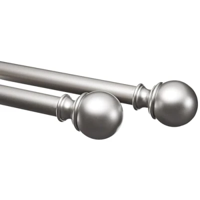 Obrázek AmazonBasics závěsová tyč s kulatým koncovým kusem, 180 360 cm, nikl