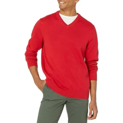 Obrázek Amazon Essentials Herren Pullover mit V Ausschnitt (in Übergröße erhältlich), Rot, XXL