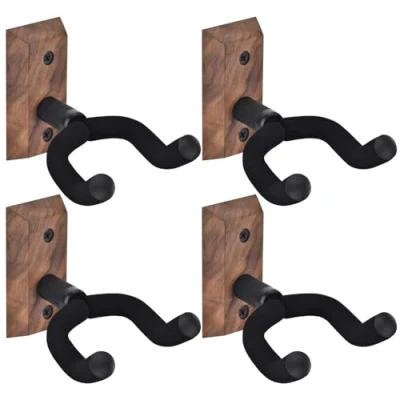 Obrázek Gitarrenhalterung Wand im 4er Pack, Gitarrenhalter für die mit verstellbarem weichem Gitarrenhaken Gitarren aller Größen, U förmiger aus Hartholz Akustikgitarre, E Gitarre