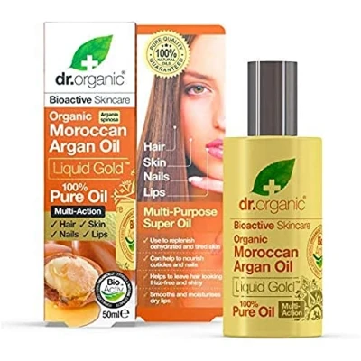 Obrázek Dr. Organic Marocký arganový olej 100% čistý olej, doplňující, pro vlasy, pokožku a nehty, pánské, dámské, přírodní, veganský, bez pokusů na zvířatech, parabenů SLS, biologický, 50 ml