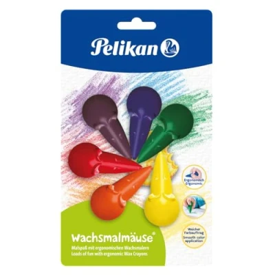 Obrázek Pelikan 803328 voskovky barevné tříděné 6 ks Blister, červené