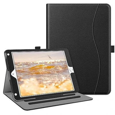 Obrázek Fintie pouzdro pro iPad 9. 7 palců 2018 2017 / Air 2 [ochrana rohů] Multiúhlový pozorování Folio Stand ochranné Case s přihrádkami na dokumenty, Auto Sleep/Wake, černý