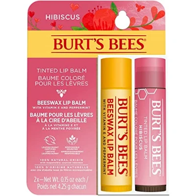 Obrázek Burt&#039;s Bees Péče o rty v multibalení, balzám na s včelím voskem a tónovaný ibiškem, výhodné balení po 2 kusech, x 4,25 g
